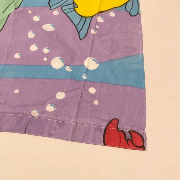 Vtg Disney The Little Mermaid Double Full Flat Sheet Ariel Flounder Sebastian - Picture 4 of 15